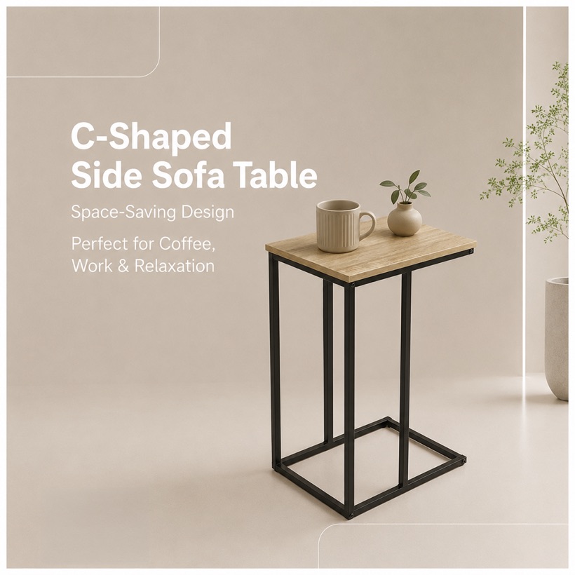 C-Shaped Sofa Side Table