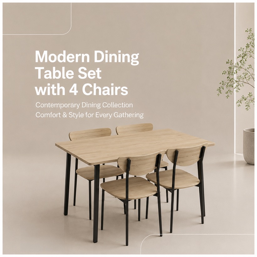 Modern Dining Table + 4 Chairs