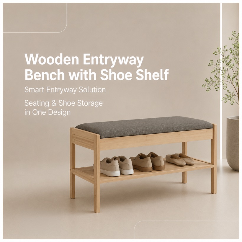 Entryway Bench with Shoe Rack