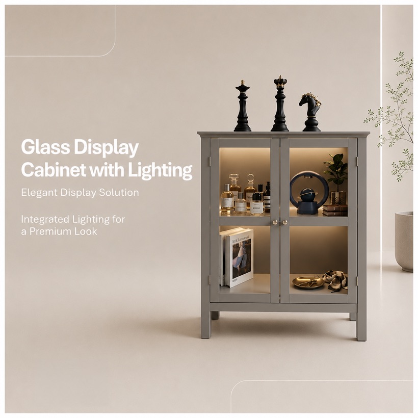 Lit Glass-Front Display Cabinet