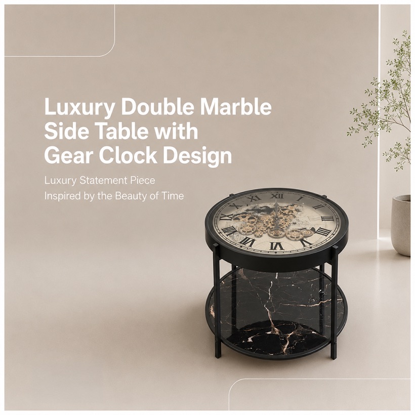 Marble Gear-Clock Side Table