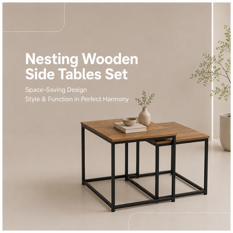Wooden Nesting Side Tables
