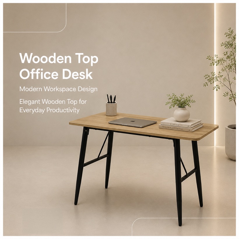 Wooden-Top Office Desk